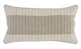 14" X 26" Ivory Linen, Jute Striped Zippered Pillow