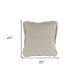 22" X 22" Beige Linen Zippered Pillow