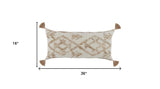 16" X 36" Taupe Polyester Zippered Pillow