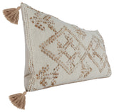 16" X 36" Ivory Jute Patterned Zippered Pillow