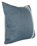 20" X 20" Blue Linen Striped Zippered Pillow