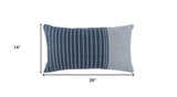 14" X 26" Blue Linen Zippered Pillow