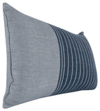 14" X 26" Blue Linen Striped Zippered Pillow