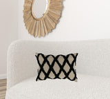 14" X 20" Black Linen Geometric Zippered Pillow