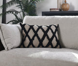 14" X 20" Black Linen Geometric Zippered Pillow