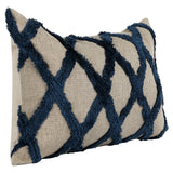 14" X 20" Blue Linen Geometric Zippered Pillow