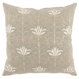 20" X 20" Beige Linen Floral Zippered Pillow