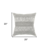 20" X 20" Gray 100% Cotton Zippered Pillow