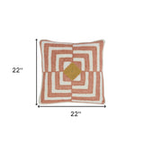 22" X 22" Pink Linen Geometric Zippered Pillow