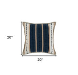 20" X 20" Blue Linen Patterned Zippered Pillow