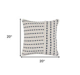 20" X 20" Blue Linen Geometric Zippered Pillow