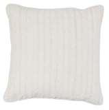 22" X 22" White Linen Striped Zippered Pillow