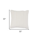 22" X 22" White Linen Striped Zippered Pillow