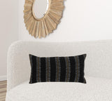 14" X 26" Black Linen Striped Zippered Pillow