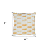 22" X 22" Orange Linen Patterned Zippered Pillow