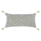 16" X 36" Gray Jute Patterned Zippered Pillow