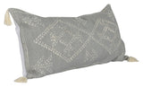 16" X 36" Gray Jute Patterned Zippered Pillow