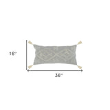 16" X 36" Gray Jute Patterned Zippered Pillow