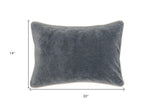 14" X 20" Gray 100% Cotton Zippered Pillow