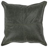 22" X 22" Green Leather Zippered Pillow