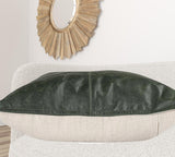 22" X 22" Green Leather Zippered Pillow