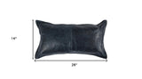 22" X 22" Black Leather Zippered Pillow