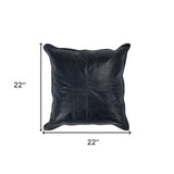 14" X 26" Blue Leather Zippered Pillow