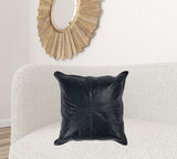 22" X 22" Blue Leather Zippered Pillow