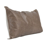 14" X 26" Taupe Leather Zippered Pillow