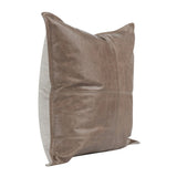 22" X 22" Taupe Leather Zippered Pillow