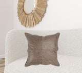 22" X 22" Taupe Leather Zippered Pillow