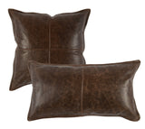 14" X 26" Brown Leather Zippered Pillow