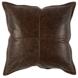 22" X 22" Brown Leather Zippered Pillow