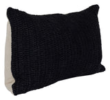 14" X 26" Black Linen Zippered Pillow