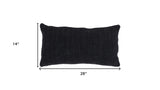 14" X 26" Black Linen Zippered Pillow