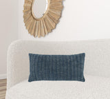 14" X 26" Blue Linen Zippered Pillow