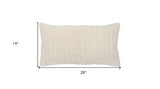 14" X 26" Ivory Linen Zippered Pillow