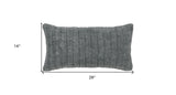 14" X 26" Gray Linen Zippered Pillow