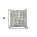 22" X 22" Taupe Linen Blend, Viscose, Linen Plaid Zippered Pillow