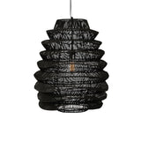 Single Rattan Dimmable Ceiling Light With Black Shades