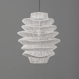 Single Rattan Dimmable Ceiling Light With White Shades