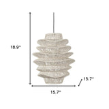 Single Rattan Dimmable Ceiling Light With White Shades