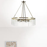 Chandelier Eight Light Iron And Glass Dimmable Semi-Flush Ceiling Light