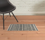 5' X 8' Charcoal Geometric Hand Woven Area Rug