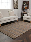 9' X 12' Gray Striped Hand Woven Area Rug