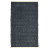 9' X 12' Blue Chevron Hand Woven Area Rug