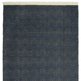 9' X 12' Blue Chevron Hand Woven Area Rug