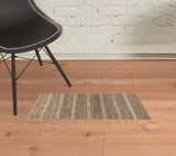 5' X 8' Charcoal Striped Hand Woven Area Rug