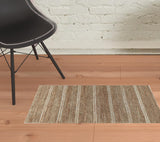 8' X 10' Charcoal Striped Hand Woven Area Rug