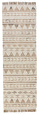 8' Natural and Ivory Southwestern Hand Woven Distressed Runner Rug with Fringe